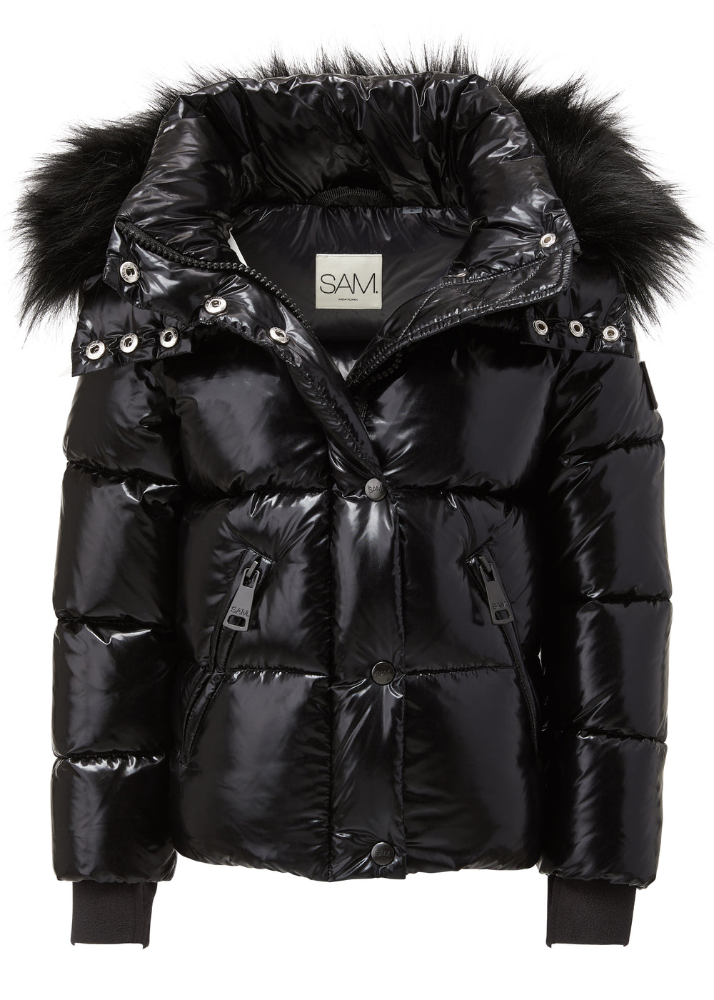 SAM new york GIRLS faux fur Elsa puffer coat with detachable hood