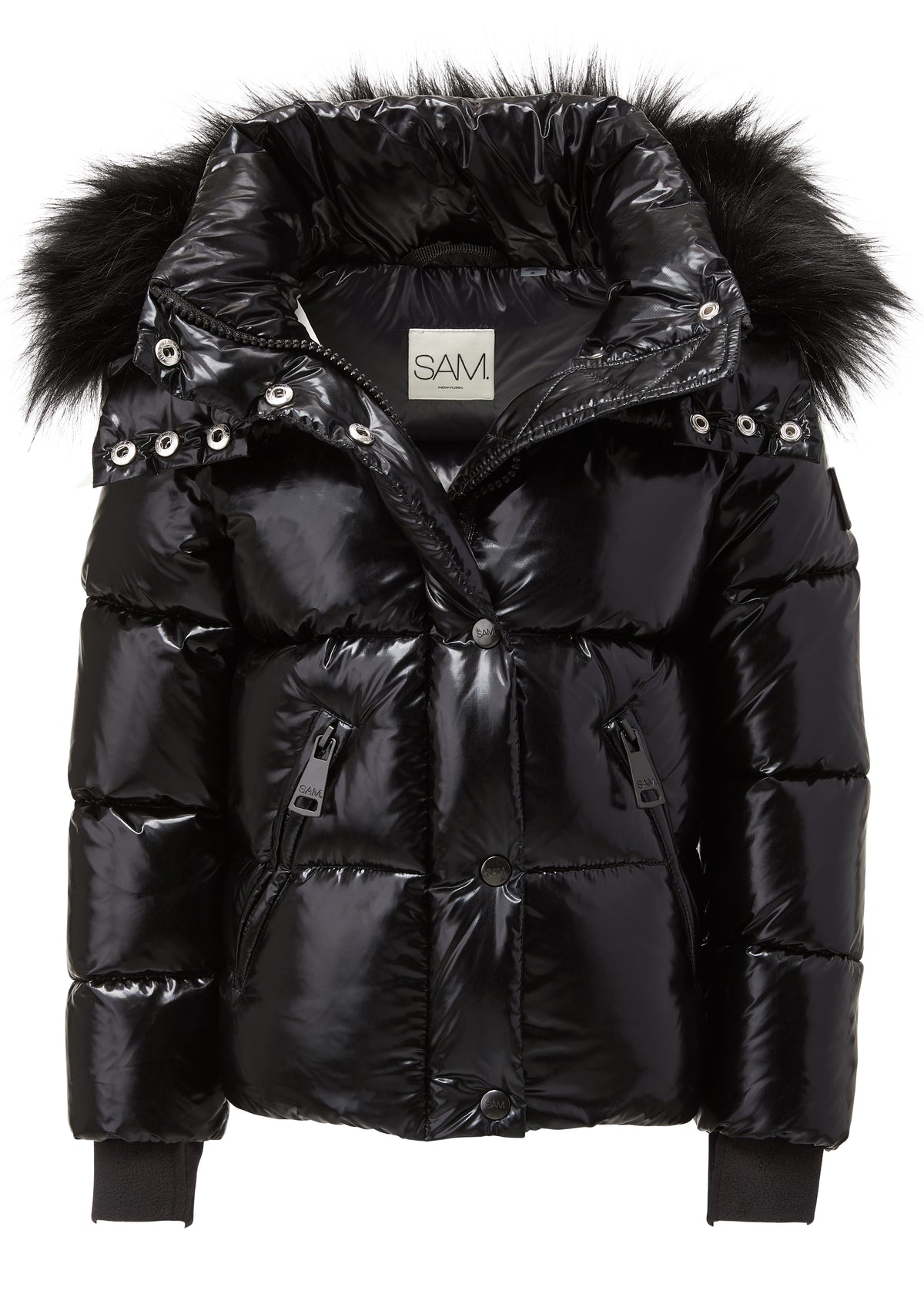 SAM new york GIRLS faux fur Elsa puffer coat with detachable hood