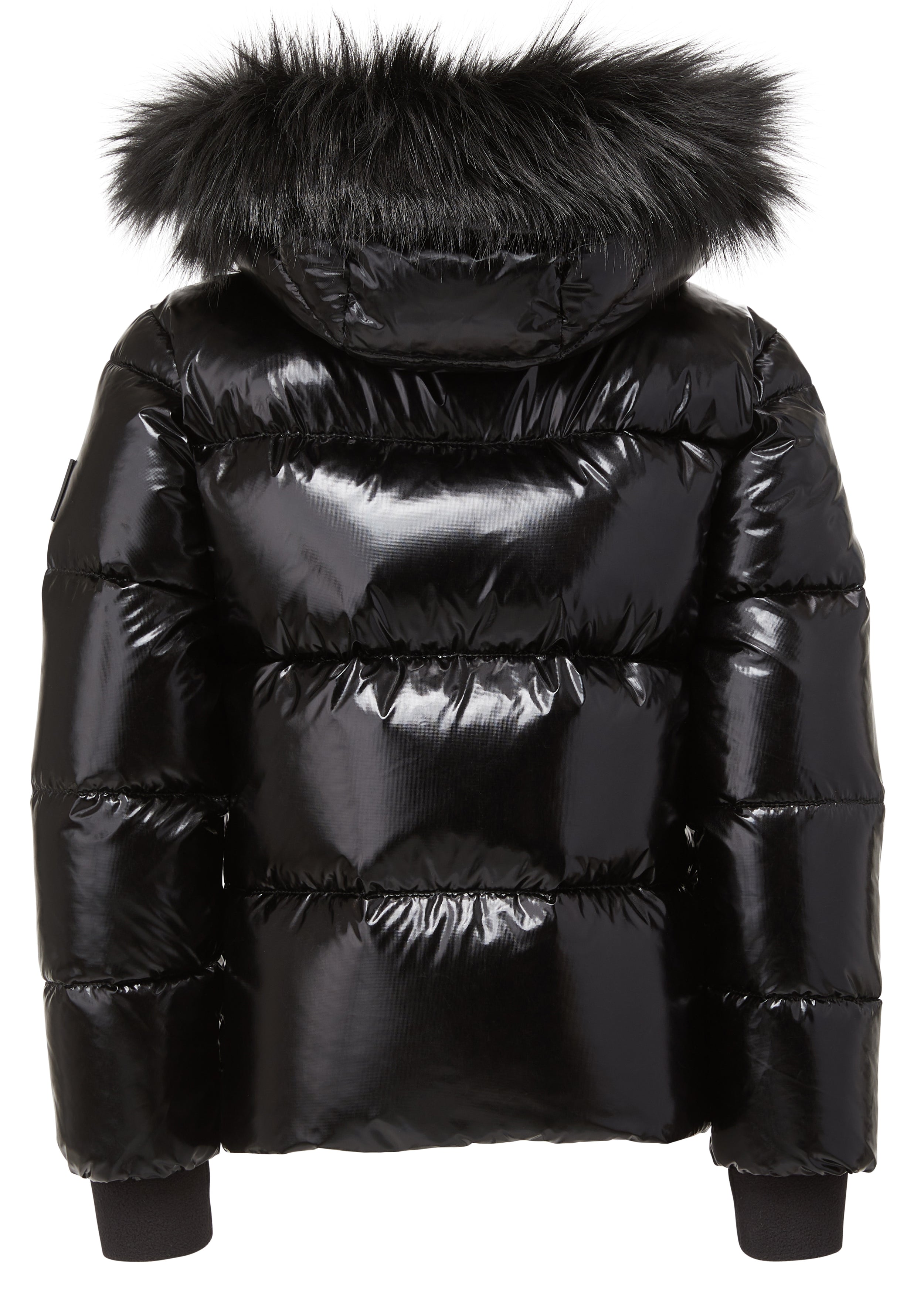 SAM new york big GIRLS faux fur Elsa puffer coat in with detachable hood in Caviar SAM