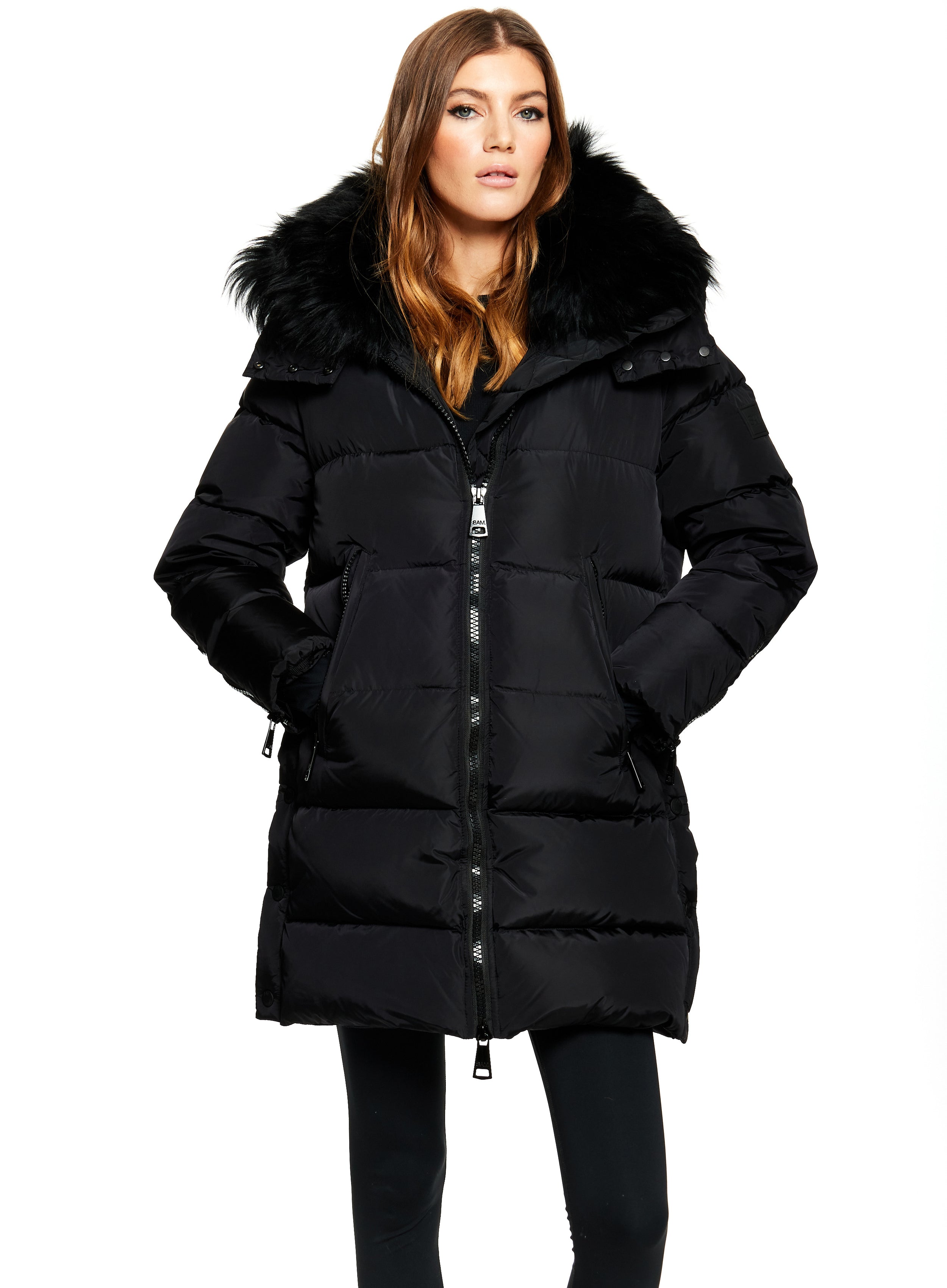 Swd Addison SAM new york Addison womens winter down coat with shearling collar in ...