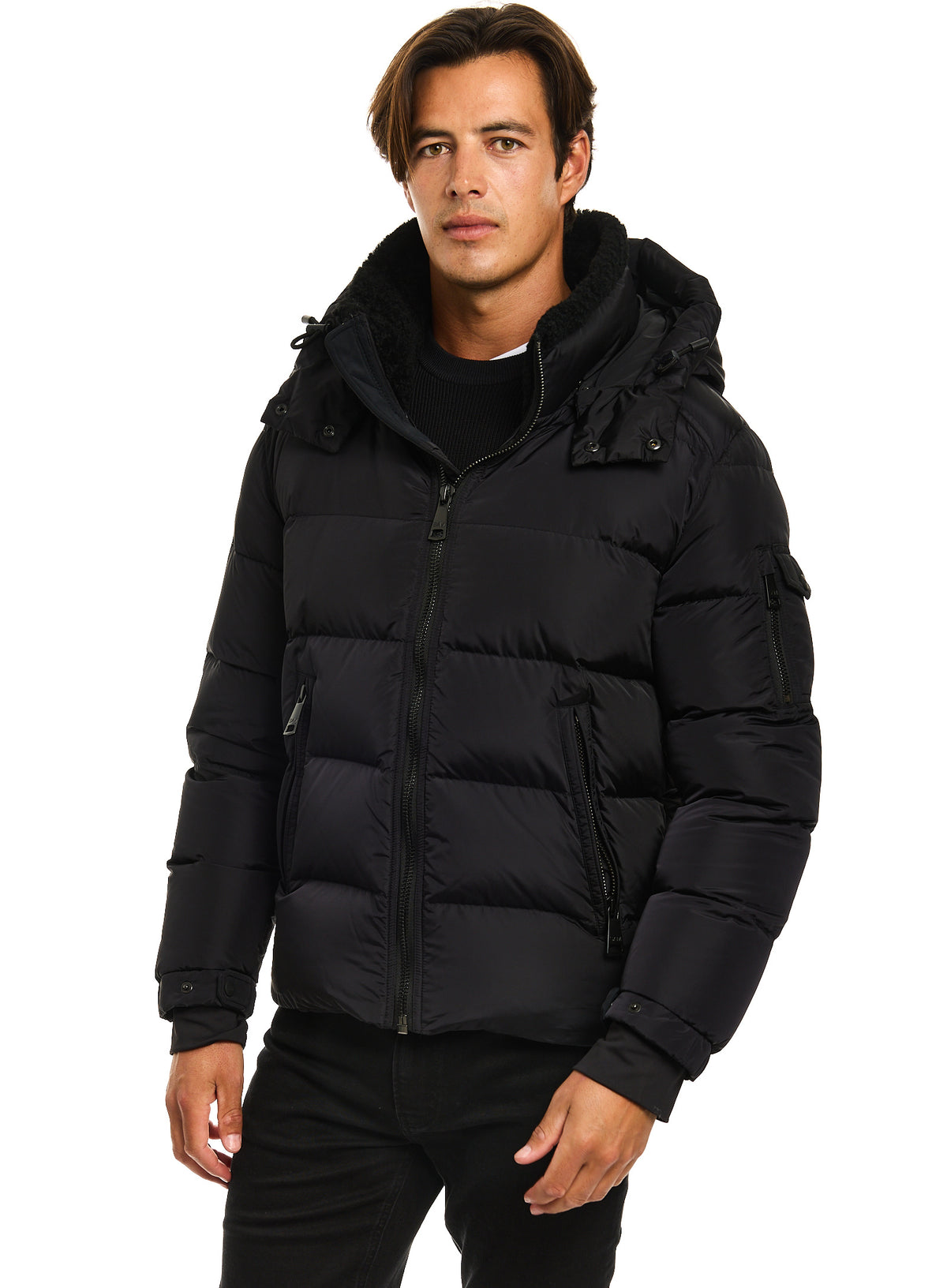 SAM New York Mens FRONTIER down puffer coat with shearling collar