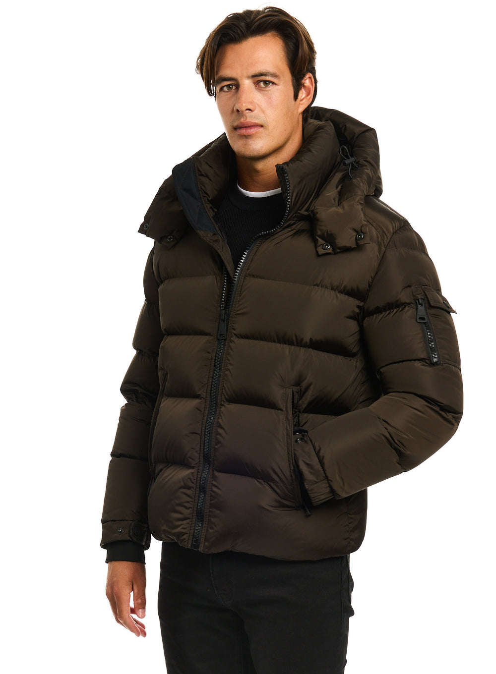 SAM new york mens GLACIER puffer classic down jacket in mocha military ...