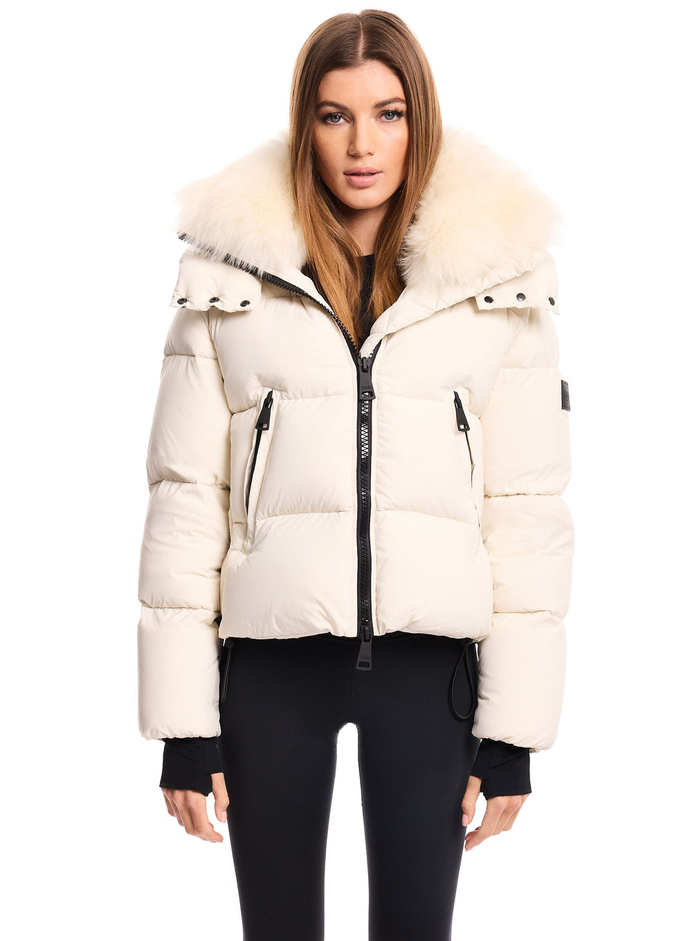 SAM new york womens Kaia short down puffer with detachable shearling ...