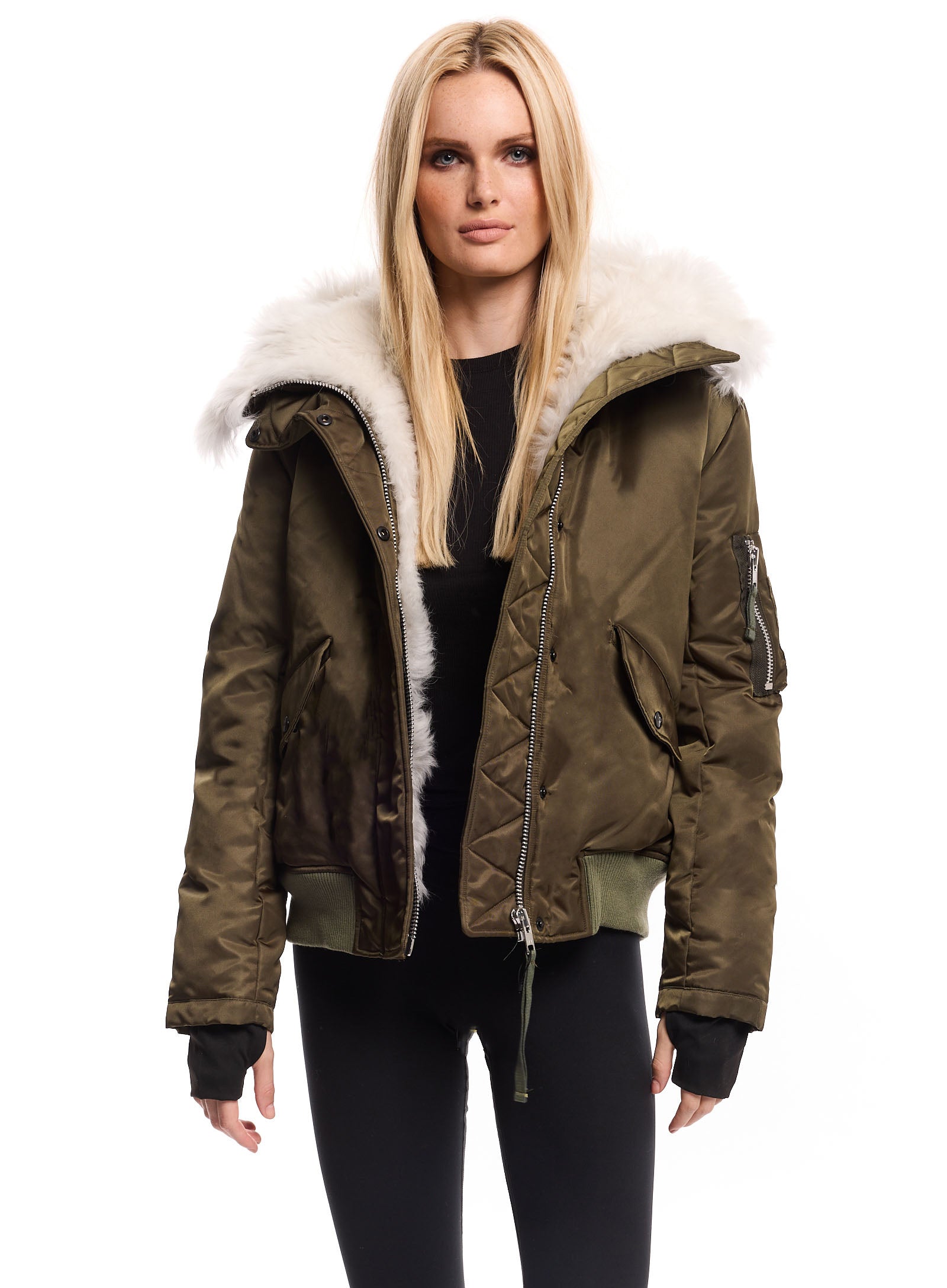 Bomber with fur hood online