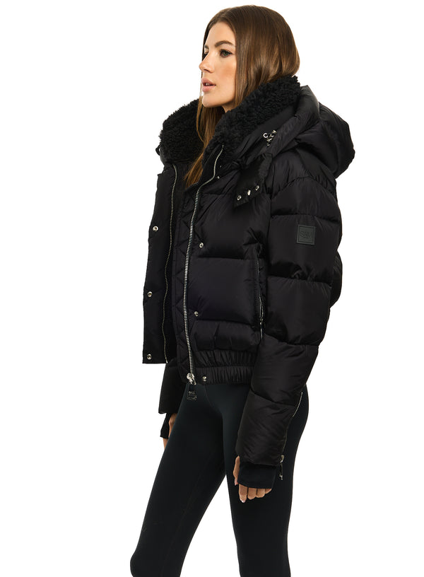 SAM New York Womens Down Filled TYLER Bomber Puffer Jacket With Sherpa SAM New York Womens Down Filled TYLER Bomber Puffer Jacket With Sherpa