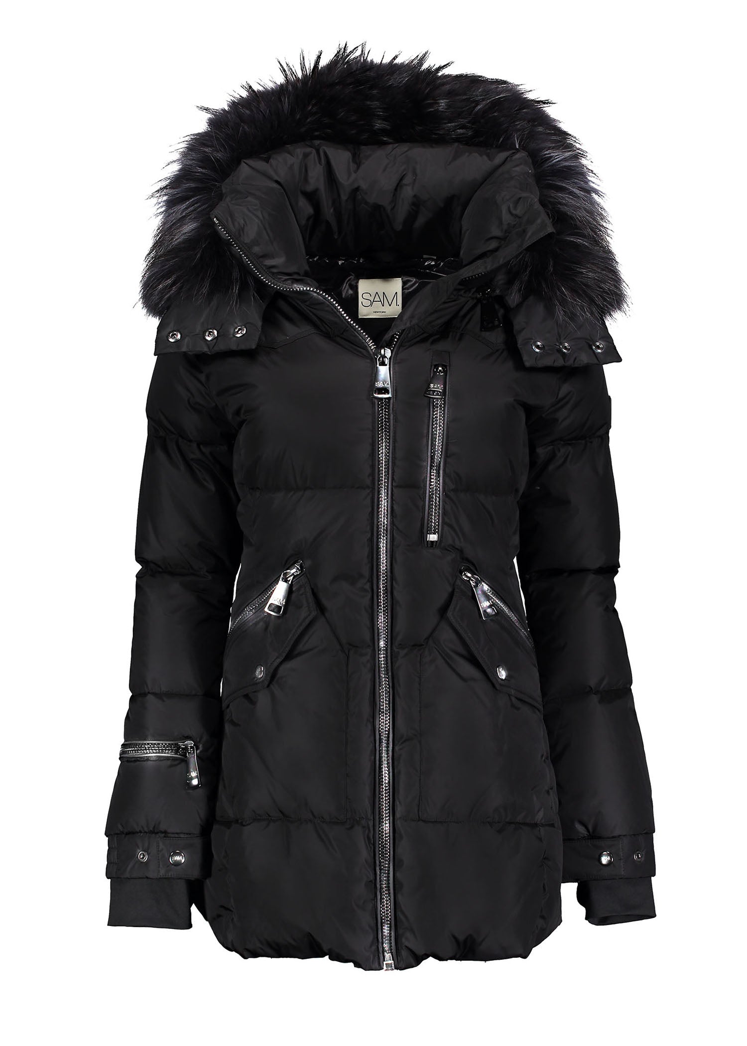 SAM New York GIRLS faux fur cruiser down puffer coat in