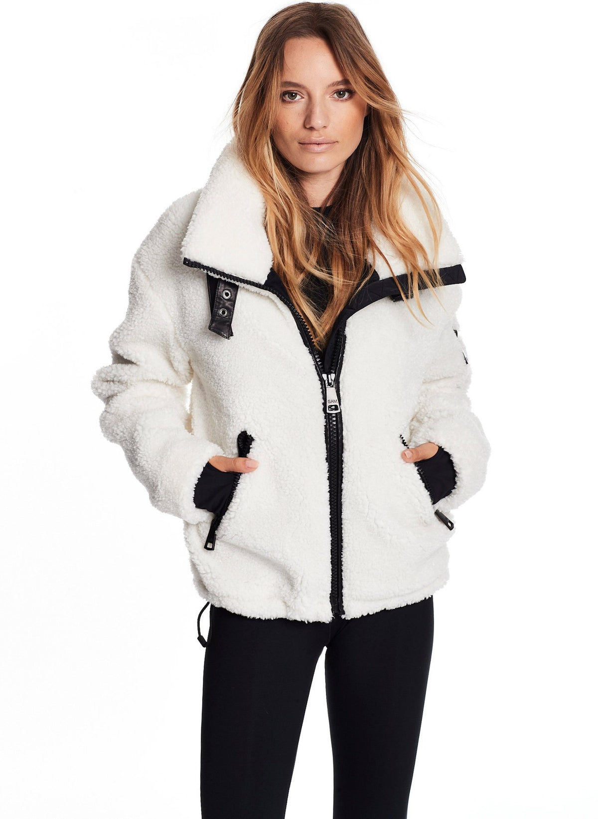 【as\"on】DENVER SHORT FUR JACKET SAM ny womens SHERPA DENVER jacket in black | SAM.