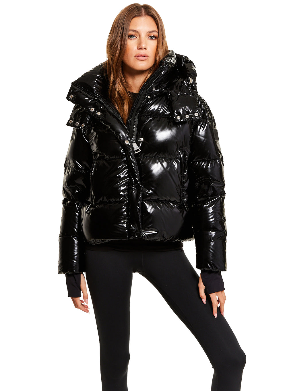 SAM nyc womens cropped JORDY puffer down jacket with removable hood in ...