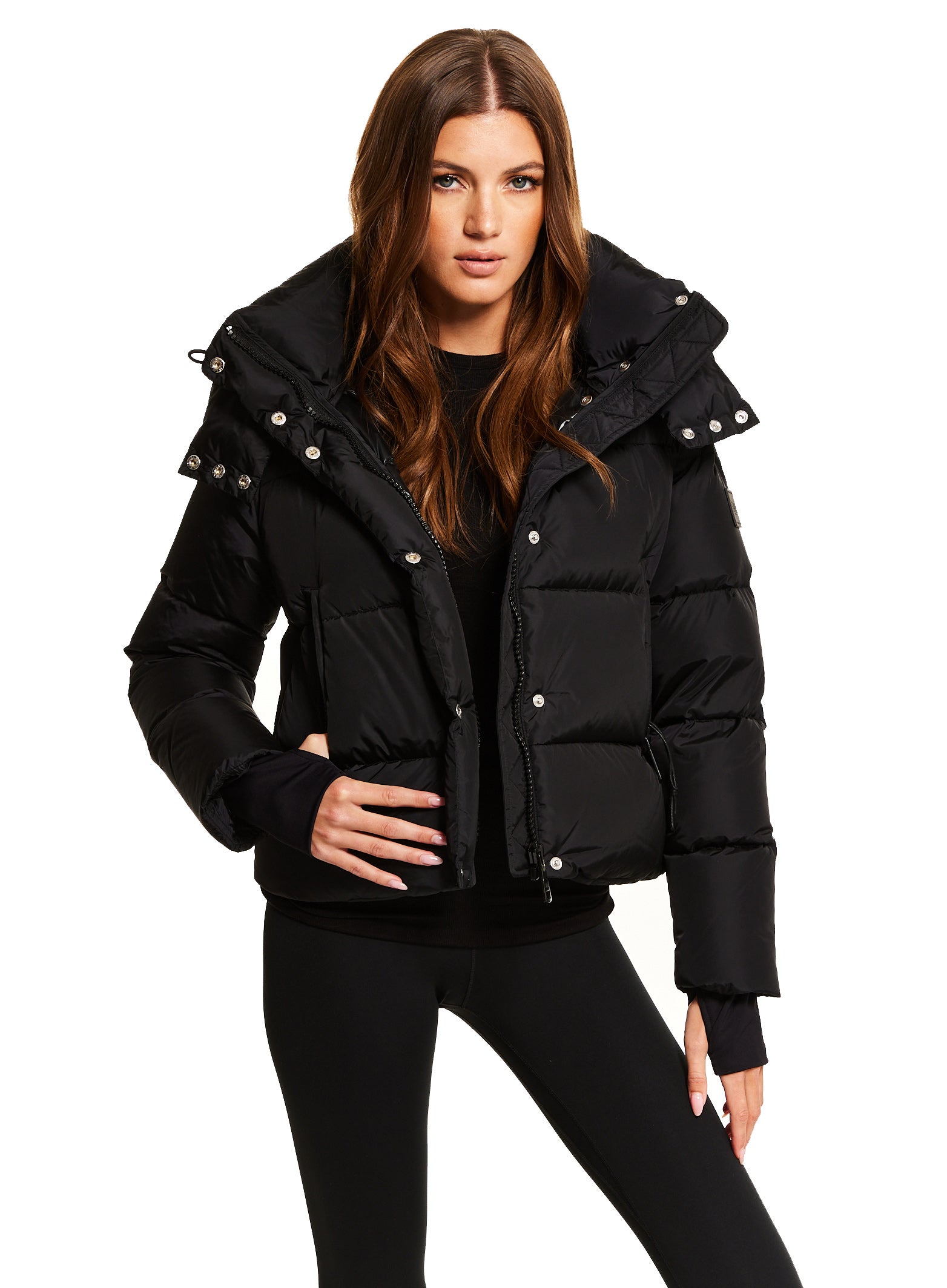 Women's Black Fur Trim Short Length Hooded Puffer Coat Ladies' Parka Jacket  – Threadbare