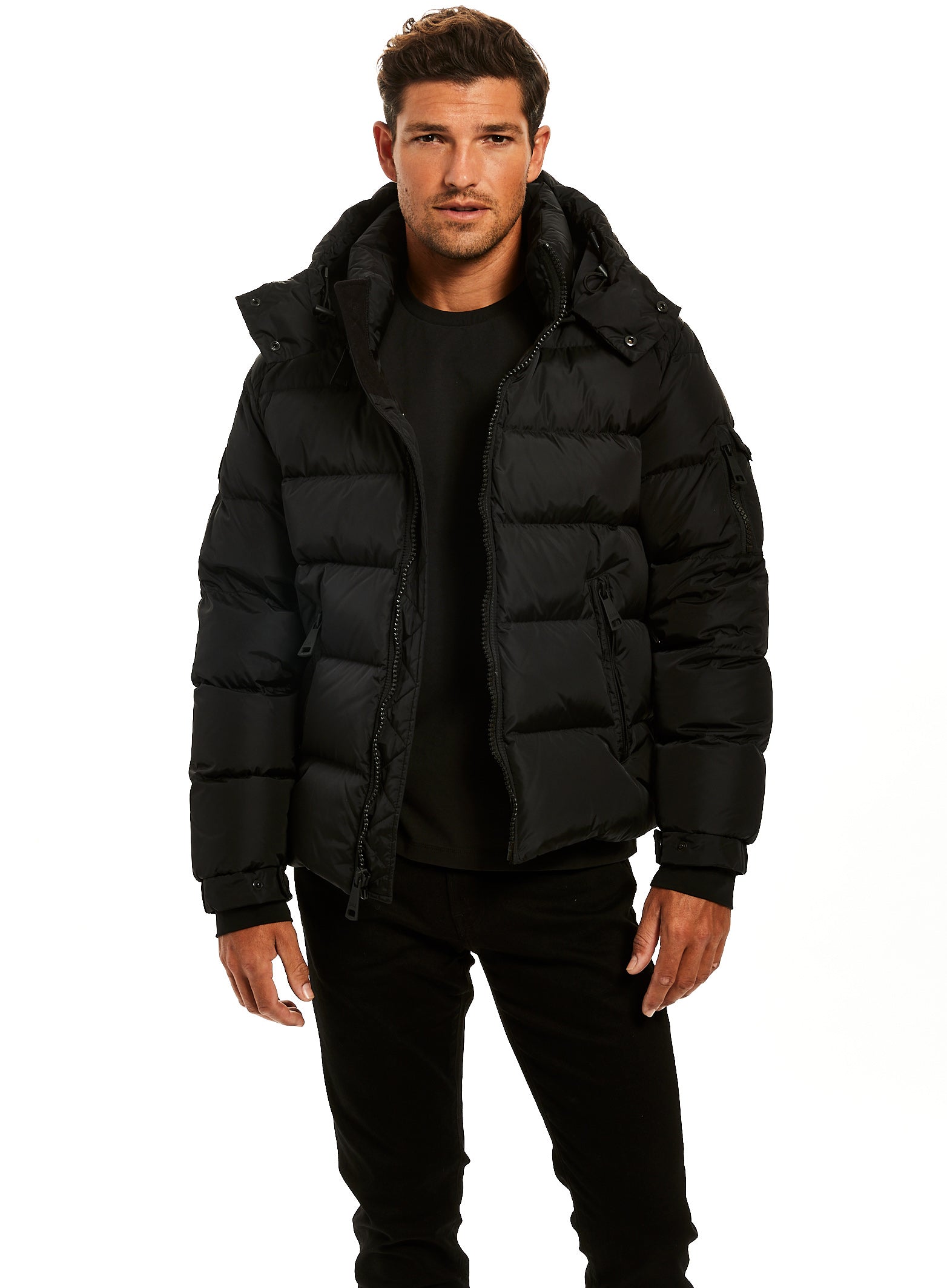 Sam. Men's Matte Glacier Puffer Jacket - Black - Size Small