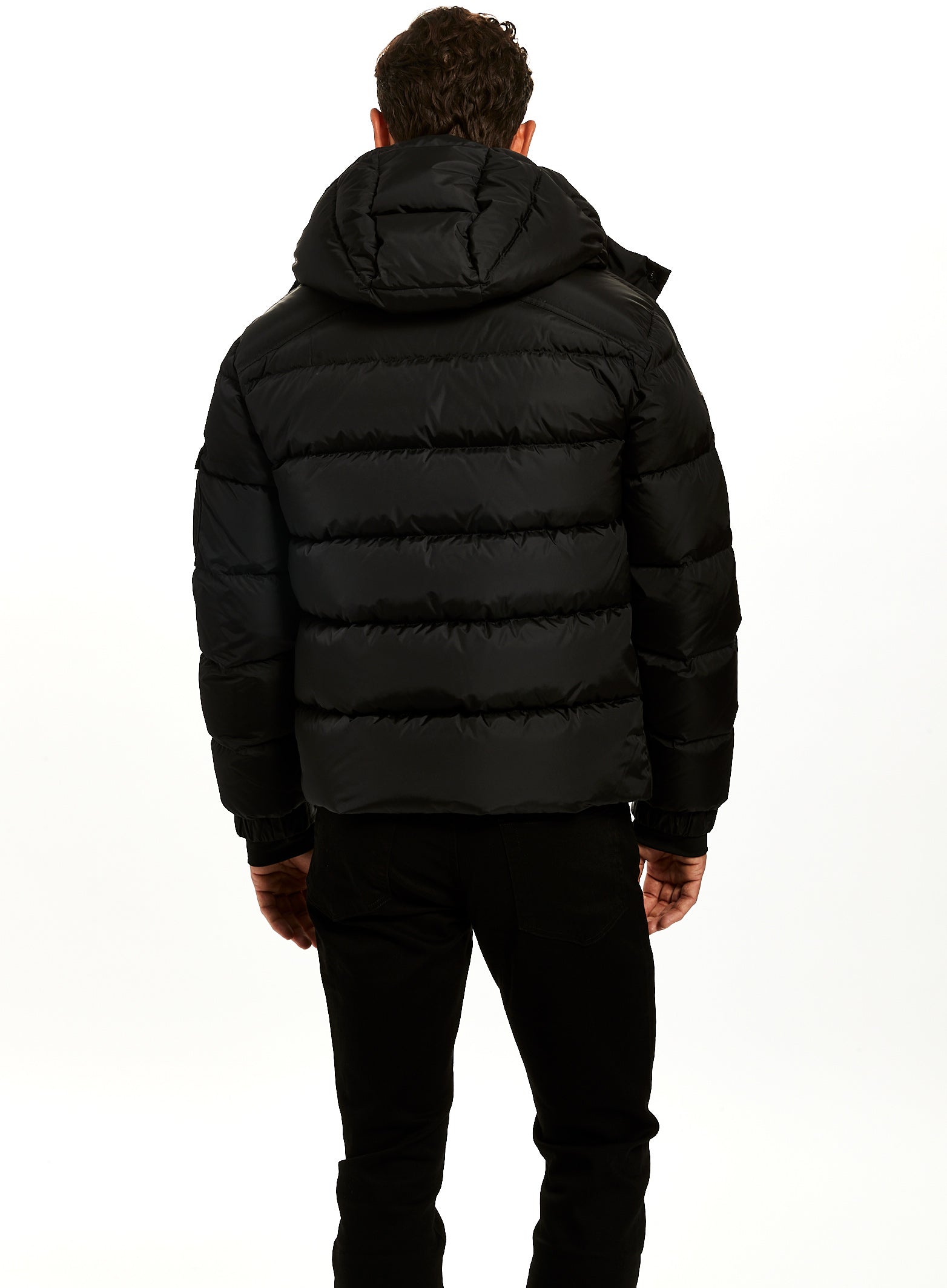 BASICS COMFORT FIT PIRATE BLACK HOODED POLY FILL JACKET