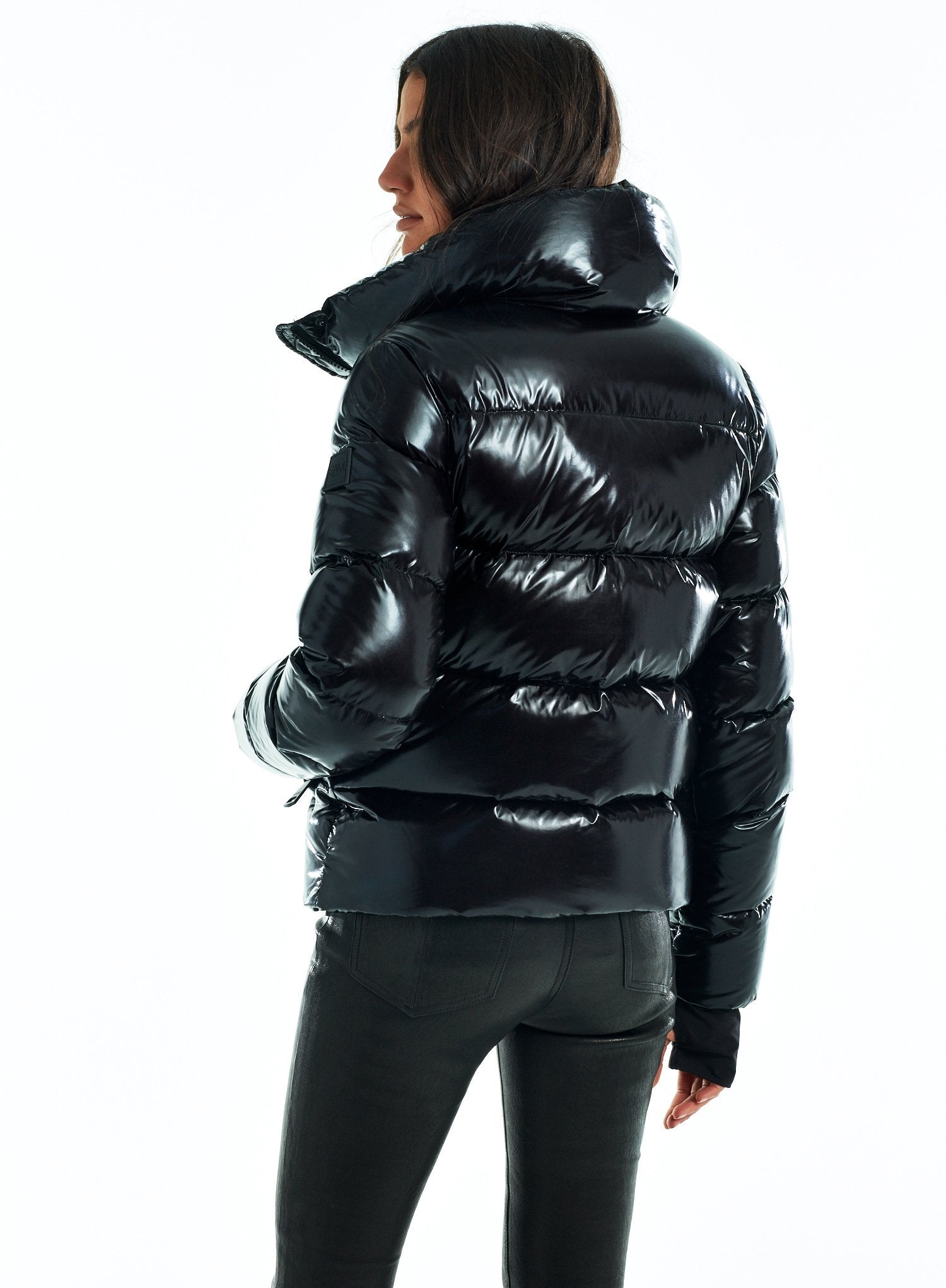 Sam. Isabel Vegan Leather Down Puffer Jacket Black